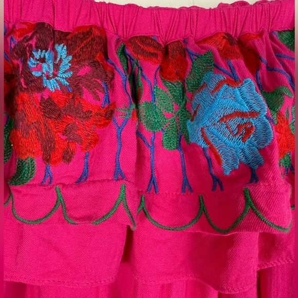 Umgee Tunic Top Womens Medium Pink Off-Shoulder Shirt Floral Embroidery Boho - Picture 4 of 7